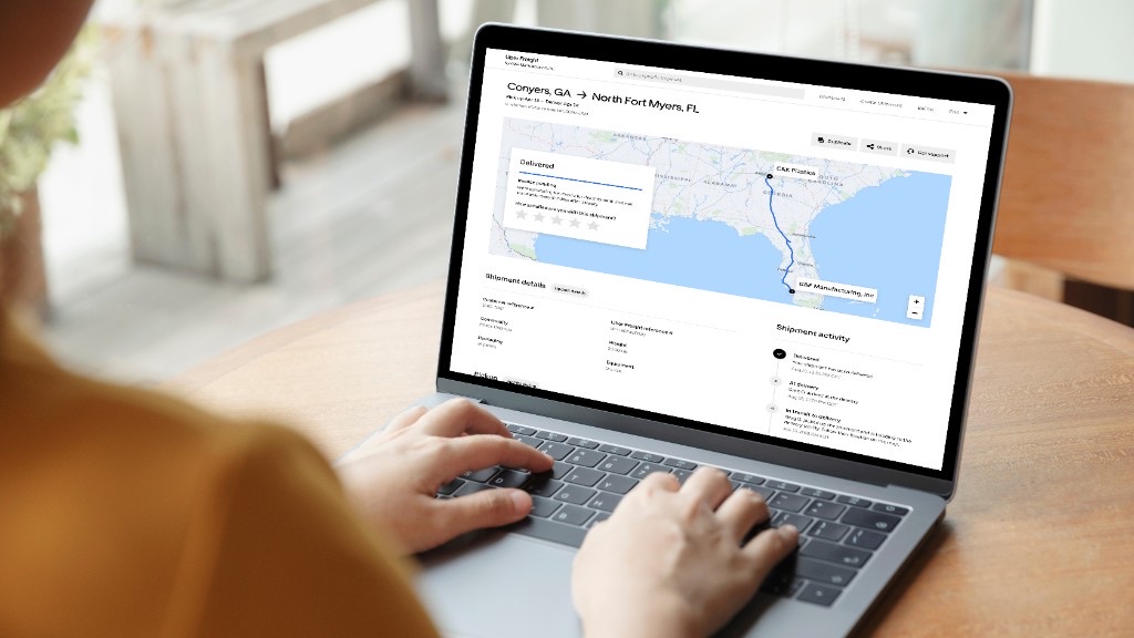 Shipment tracking board with map and status — monitoring that feeds the trip file