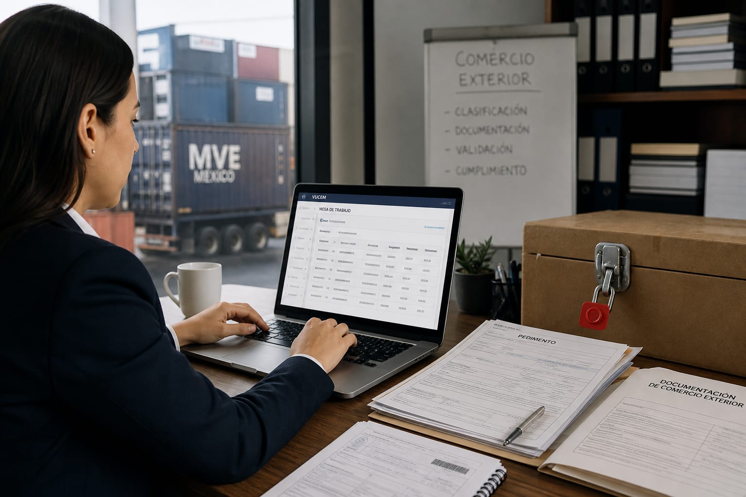 Customs paperwork on a desk: cross-check DODA, pedimento, and Carta Porte