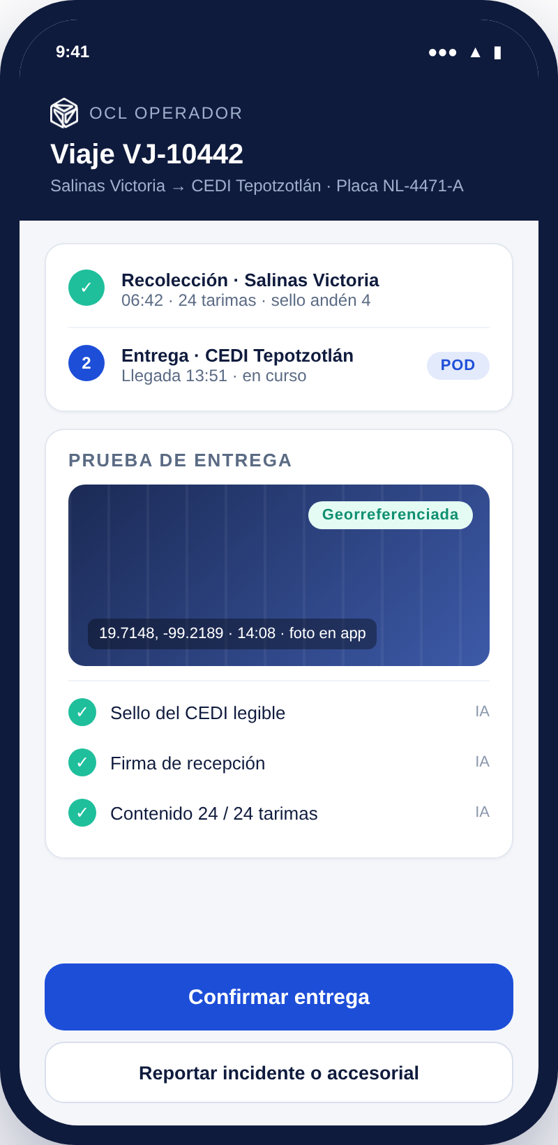 App del operador con POD